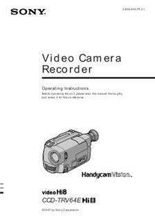 Sony CCD TRV 64 E manual. Camera Instructions.